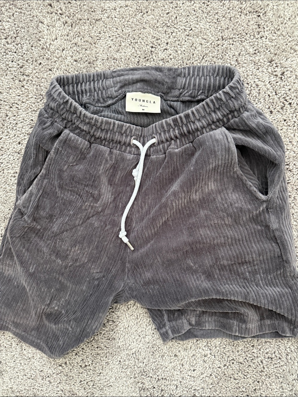 YoungLA Corduroy Drawstring Shorts - Gray